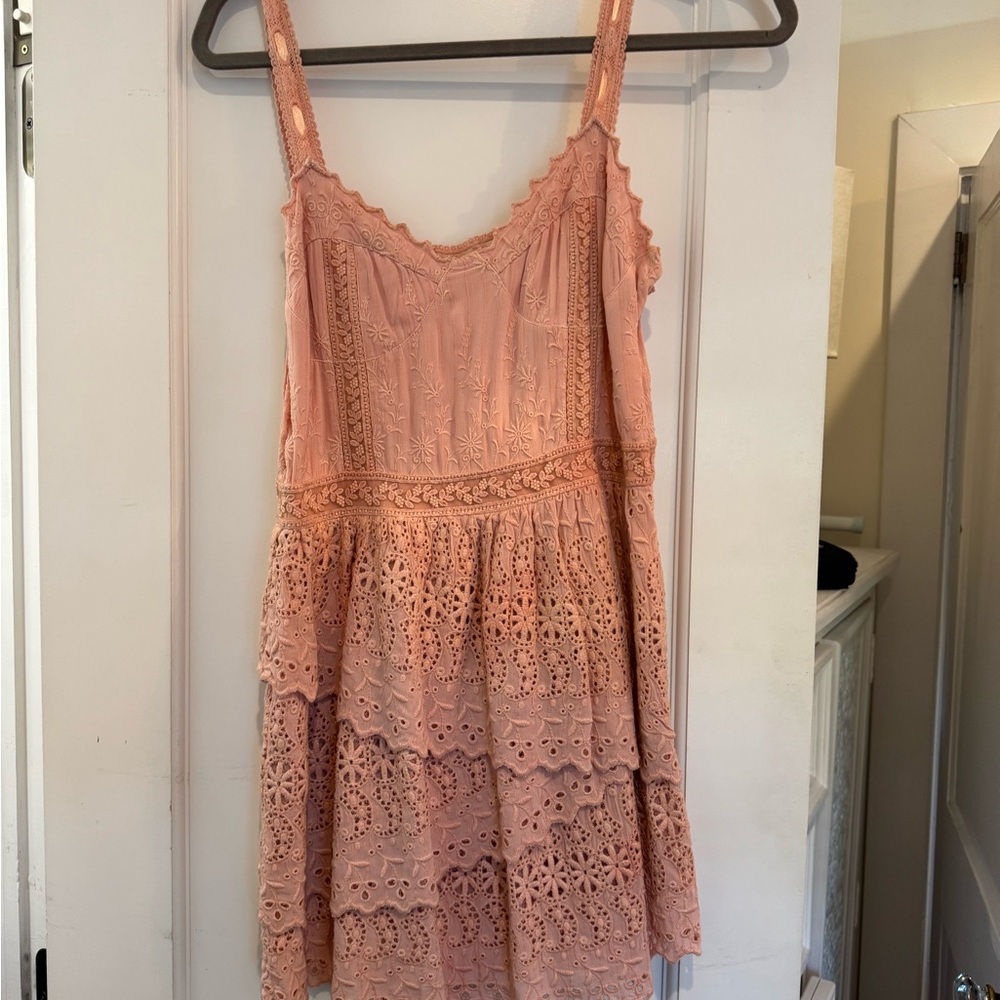 LoveShackFancy Embroidered Blush Dress